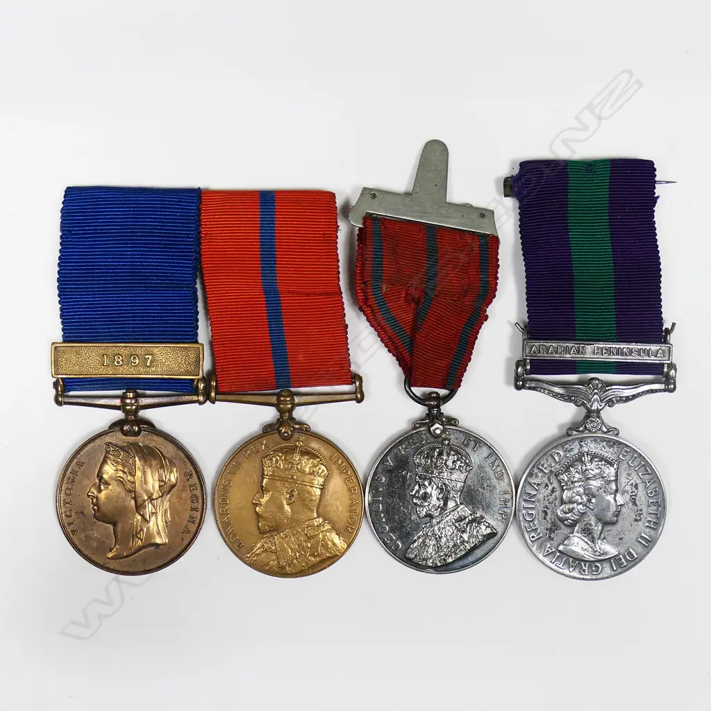 Five English coronation, jubilee and service medals to Police Constable A.Tilling and family - Metropolitan Police Victoria Jubilee medal 1887 with 1897 bar, Metropolitan Police Edw VII coronation medal, Metropolitan Police George V coronation medal, all to A.Tilling; QEII GSM with Arabian Peninsula bar to CFN C.A. Tilling REME; QEII coronation medal framed with a photo of an early 20thC Post Office Messenger Boy Image 1++