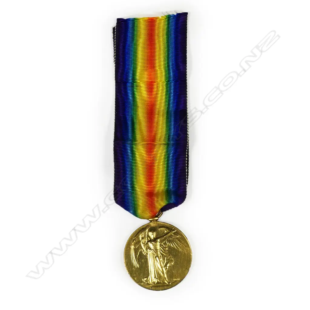 A WW1 Victory Medal impressed 7/74 TPR H B JOYCE NZEF. - Henry Bernard Joyce was killed at Gallipoli on 22 August 1915 aged 23 (but may have been as old as 26). He was from Taranaki and also ‘Strathdene’, Mt Eden Road but was serving with the Canterbury Mounted Rifles when killed. He was last seen 21 August 1915 and sustained wounds to the abdomen and arm during the 1st assault on Hill 60. Image 1++