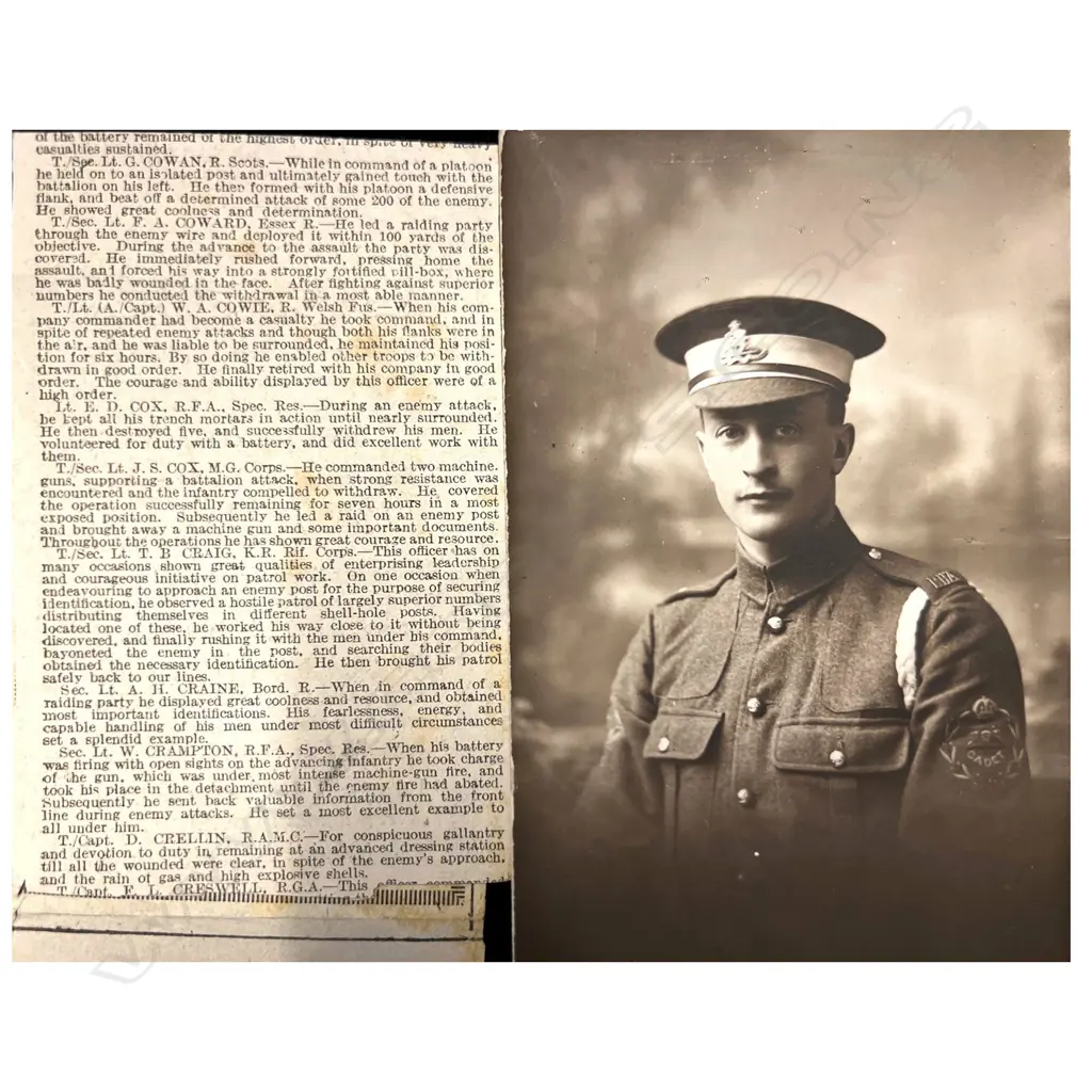 The medal group awarded to Lt. E.D. Cox R.F.A. including the Military Cross - the Military Cross with original box, together with WWI Pair, named to Lt. E.D. Cox, The Defence Medal and the 1953 Coronation medal. The group also with Special Constabulary Long Service Medal awarded to Lt. E.D. Cox's brother Keith T. Cox and named to him. Image 1++