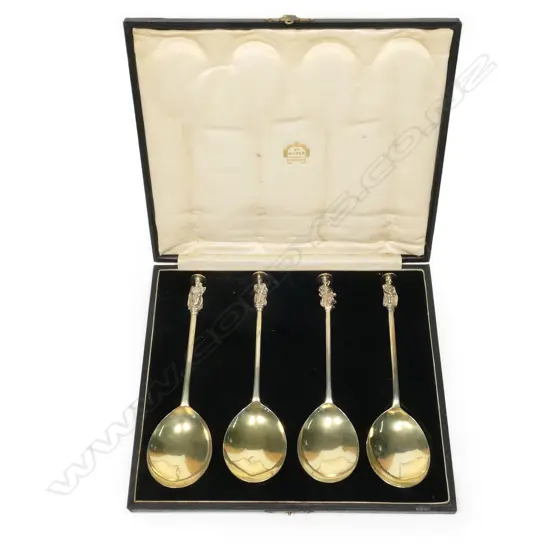A rare set of four George II and III silver gilt apostle spoons