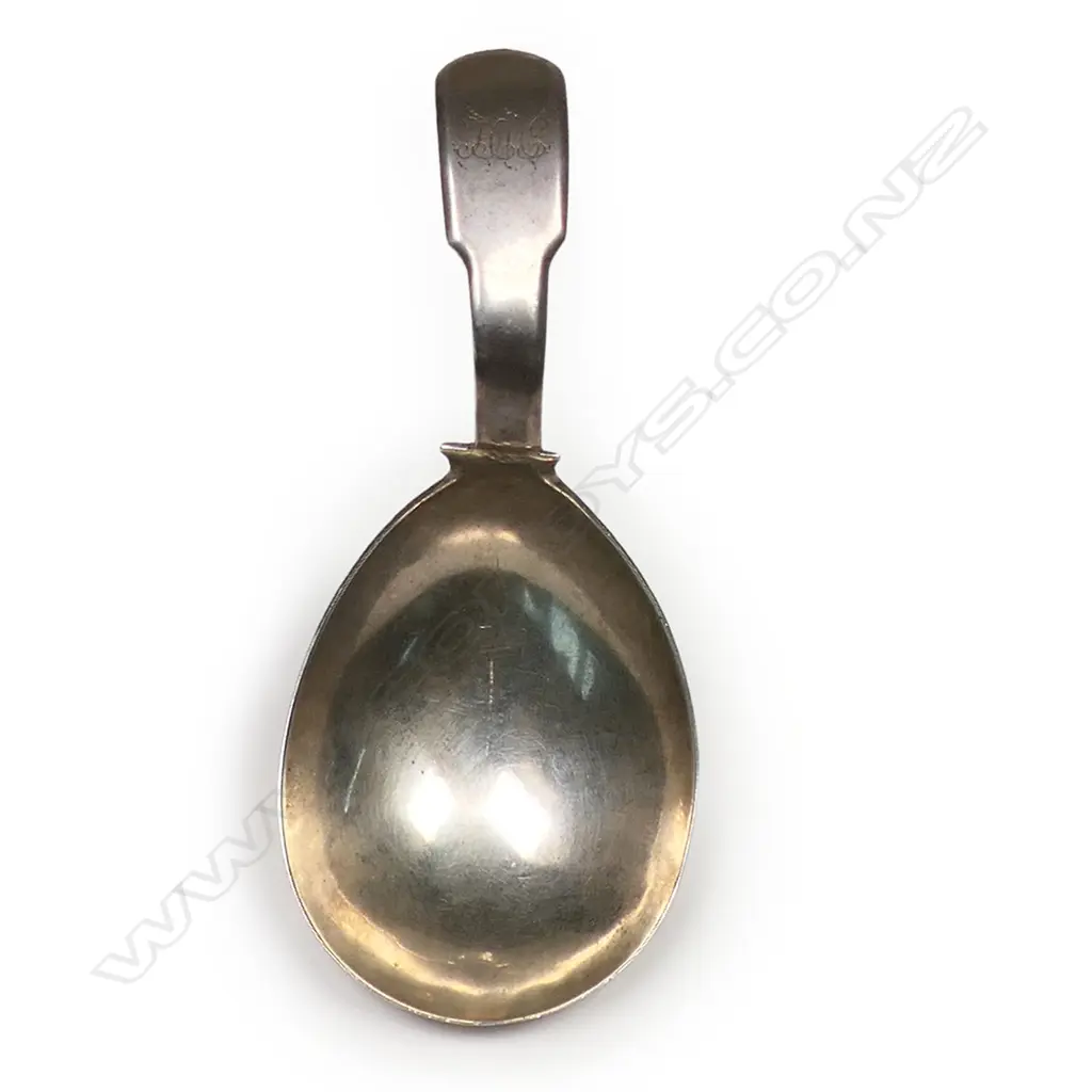 A George III silver caddy spoon - fiddle pattern. London 1815 by Josiah Snatt a specialist spoon maker. Image 1++