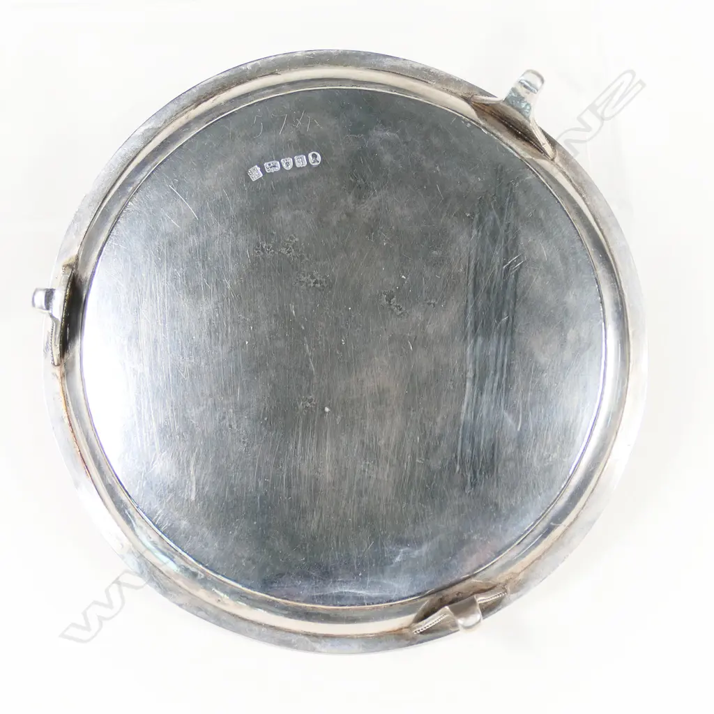 A George III silver waiter, by Peter and Anne Bateman, London 1791 - with bead edged cavetto rim, raised on three splay feet. Engraved with a crest: a winged heart gules ensigned with a sovereign’s crown beneath a banderole with the motto 'Forward'. 200gms. Dia.175mm, Image 1++