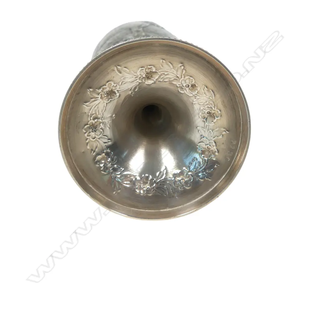 The New Zealand historic 'A.A. & P.A. 1881' silver trophy cup for Best Cow, presentation engraved, awarded to John Grey Esq. and presented by 'Messrs. Wilson & Horton'. Engraved and embossed with a cow. London 1879 by Richards & Brown (Edward Charles Brown). H.195mm. 208gms. Image 1++