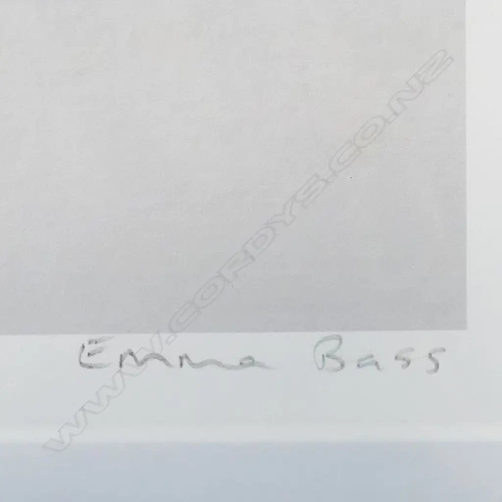 Emma Bass (NZ 1967-) 'Peonies 6.38pm' - limited edition Giclee print. Signed, entitled and numbered 8/8. 820 x 780mm. Frame with minor chips. Image 1++