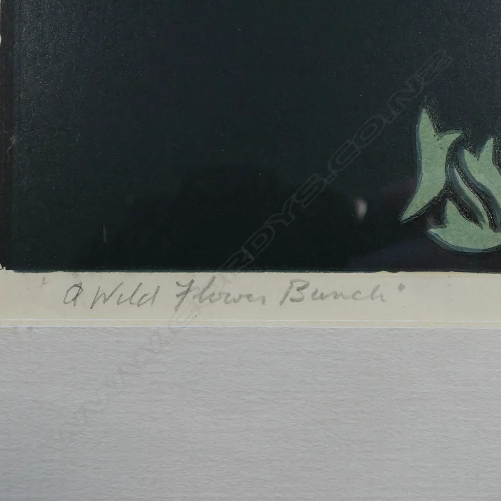 John Hall Thorpe (AUS/UK 1874-1947) 'A Wildflower Bunch' - c.1920s, woodblock on paper, signed and titled lower margin and marked Copyright USA 1922 . 515 x 380mm. Image 1++