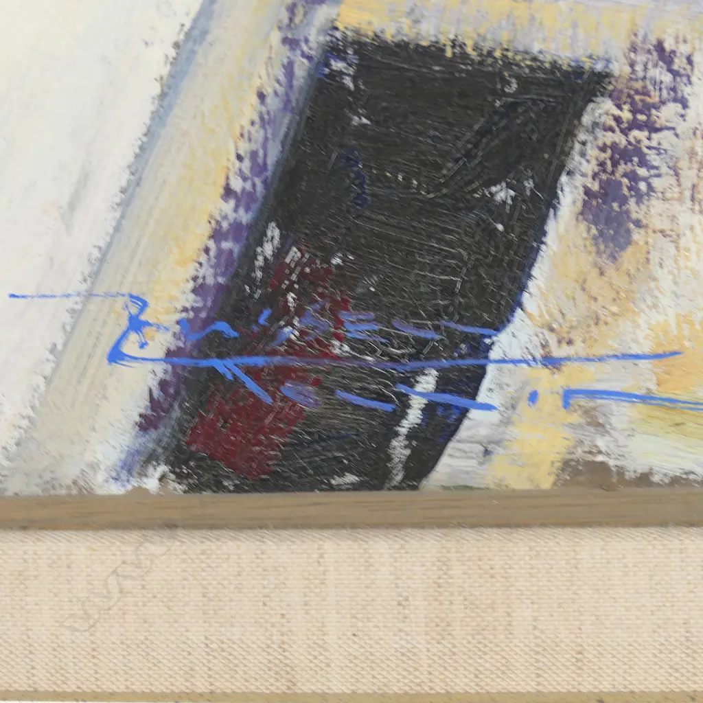 Russell Hollings (NZ 1948-) 'Studio Begonia IV' - oil on board, signed. Entitled and dated 2008 on reverse. 480 x 540mm. Image 1++