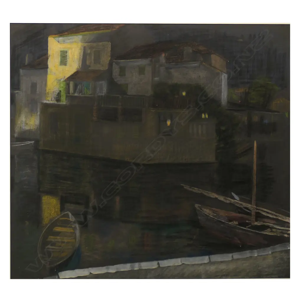 John Weeks (1888-1965) Boats in Moonlight -  pastel on paper. 505 x 550mm. Provenance: with Webb's, The Peter O'Connor Collection of Works by John Weeks, 2005. Image 1++