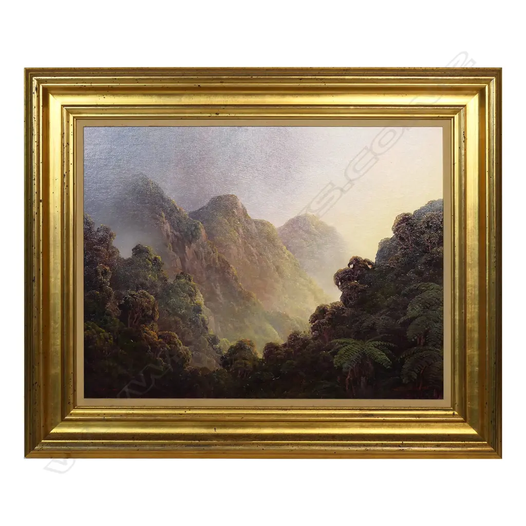 A.H.T. (Tim) Wilson (1954-2020) 'Bushscape' - oil on Berge linen, titled lower left, signed and dated '87. 480 x 635mm. Image 1++