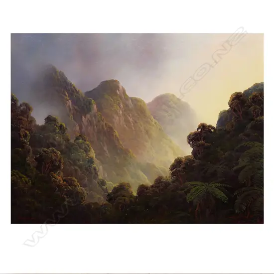 A.H.T. (Tim) Wilson (1954-2020) 'Bushscape' - oil on Berge linen, titled lower left, signed and dated '87. 480 x 635mm.