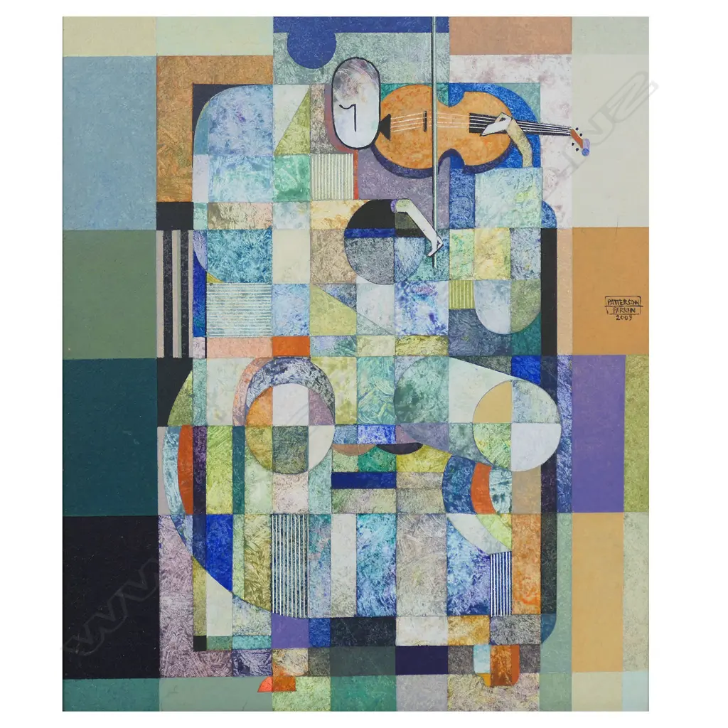 Patterson Parkin (1948) Untitled (Abstract violinist) - acrylic on board, signed and dated 2009. 290 x 240mm, Image 1++