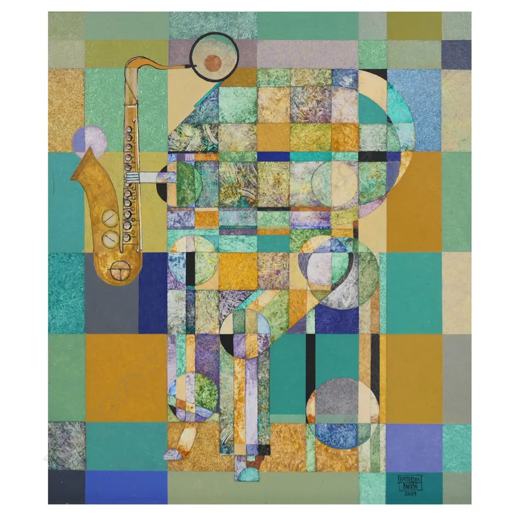 Patterson Parkin (1948) Untitled (Abstract saxophonist) - acrylic on board, signed and dated 2009. 270 x 230mm, Image 1++