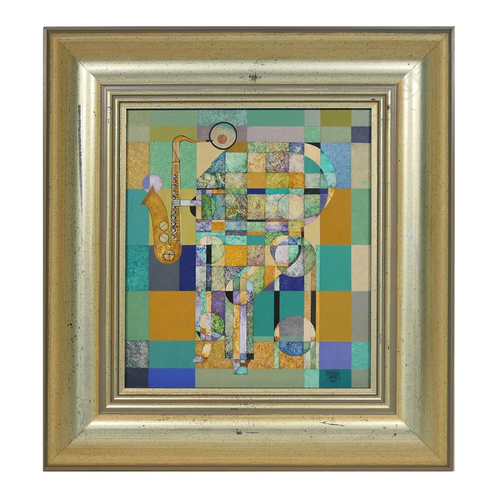 Patterson Parkin (1948) Untitled (Abstract saxophonist) - acrylic on board, signed and dated 2009. 270 x 230mm, Image 1++