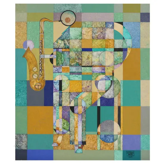 Patterson Parkin (1948) Untitled (Abstract saxophonist) - acrylic on board, signed and dated 2009. 270 x 230mm,