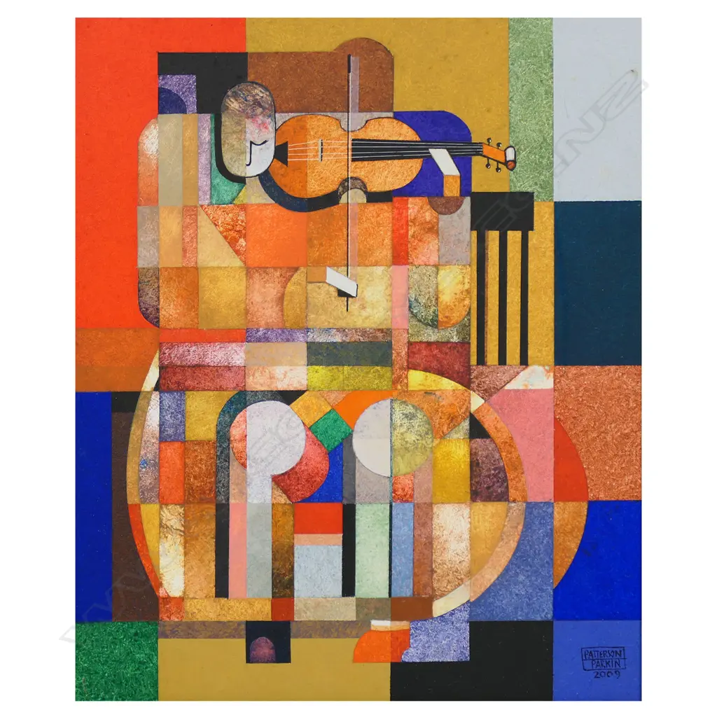 Patterson Parkin (1948) Untitled (Abstract violinist) - acrylic on board, signed and dated 2009. 290 x 240mm, Image 1++