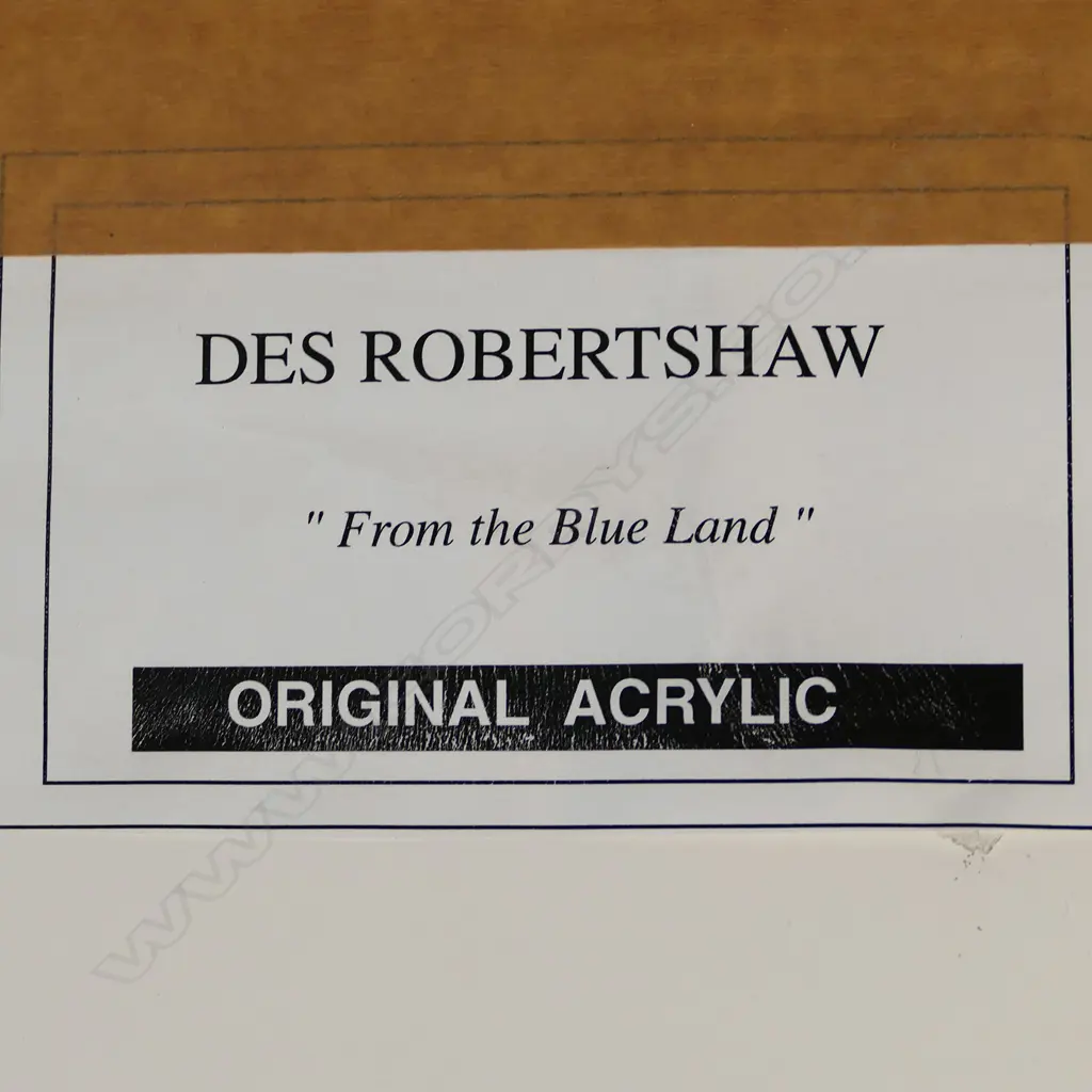 Des Robertshaw (1955-), 'From the Blue Land' - acrylic on card, 730 x 960mm. Provenance: Ex: International Art Centre Gallery exhibition. Image 1++