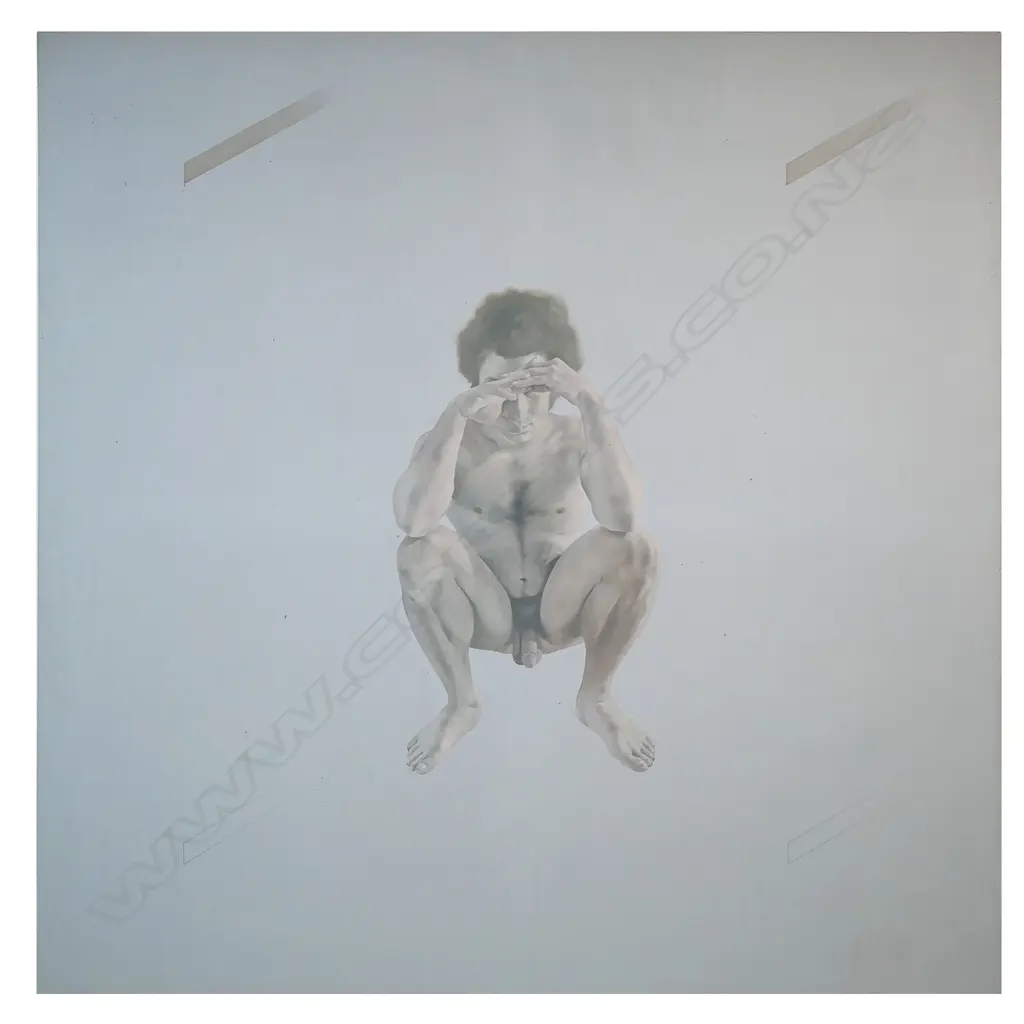 John Mandel (US 1941-) 'Squat Icon 5 - Portrait of Robert Alexander - Religious Painting II 1969' - acrylic on canvas.1830 x 1830mm - Whitney Museum label to reverse shows this artwork was exhibited as part of the 1969 Annual Exhibition of Contemporary American Painting. Also exhibited at the Max Hutchinson Galley, New York. Image 1++