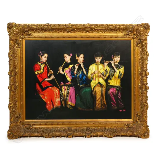 After Chen Yifei 'The Banquet' - oil on canvas - unsigned. 900 x 1200mm.