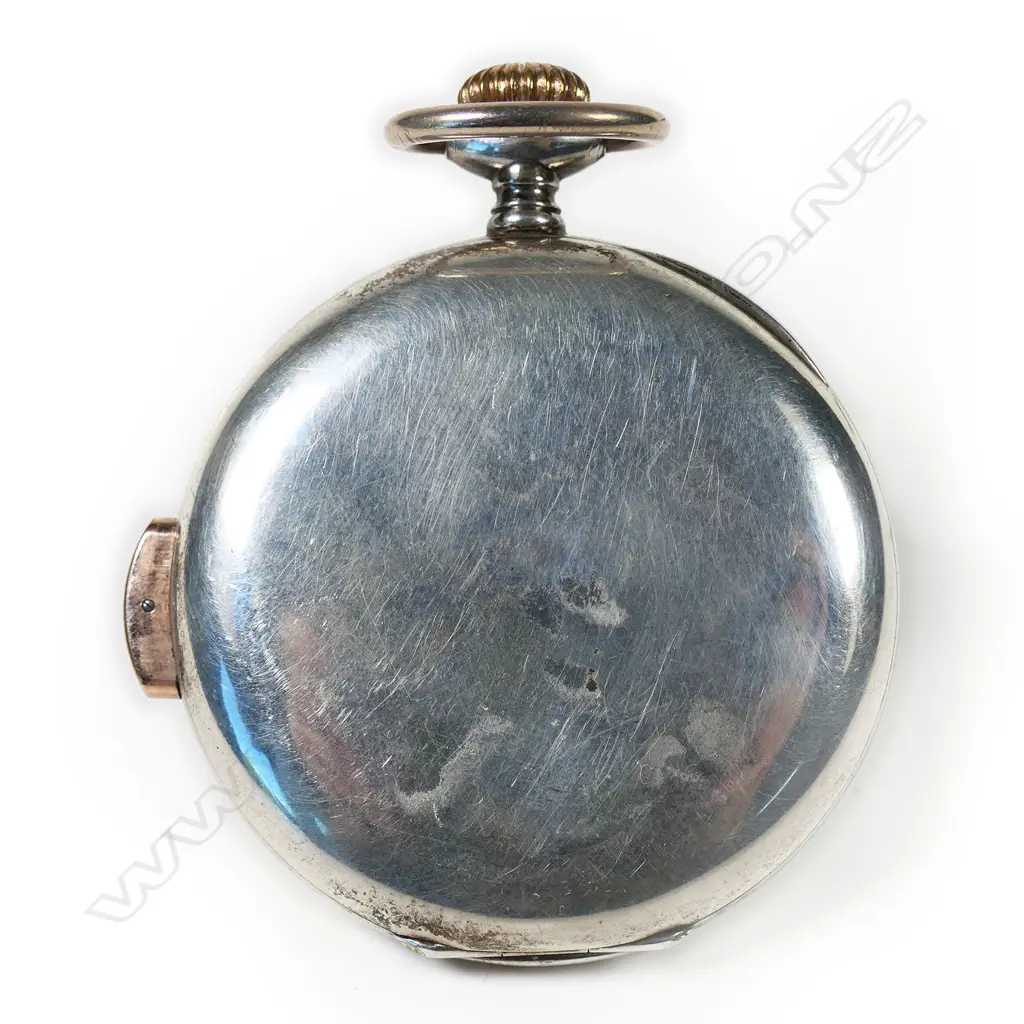 An early 20thC 800 silver Utmost Swiss repeater pocket watch - open face with white enamel dial and Arabic numerals. Internal inscription 1905 Liège International Exposition. Image 1++