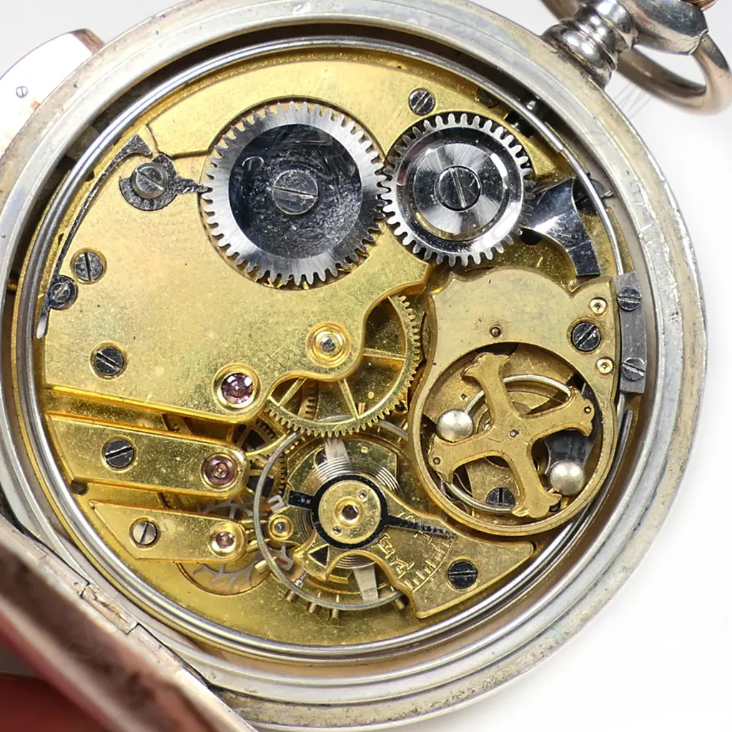 An early 20thC 800 silver Utmost Swiss repeater pocket watch - open face with white enamel dial and Arabic numerals. Internal inscription 1905 Liège International Exposition. Image 1++
