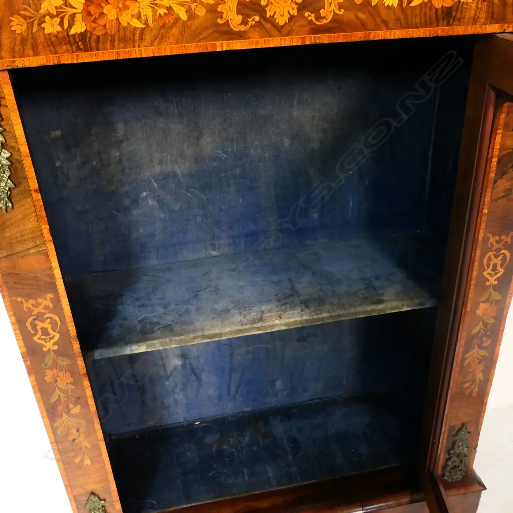 A 19thC walnut pier cabinet. Image 1++