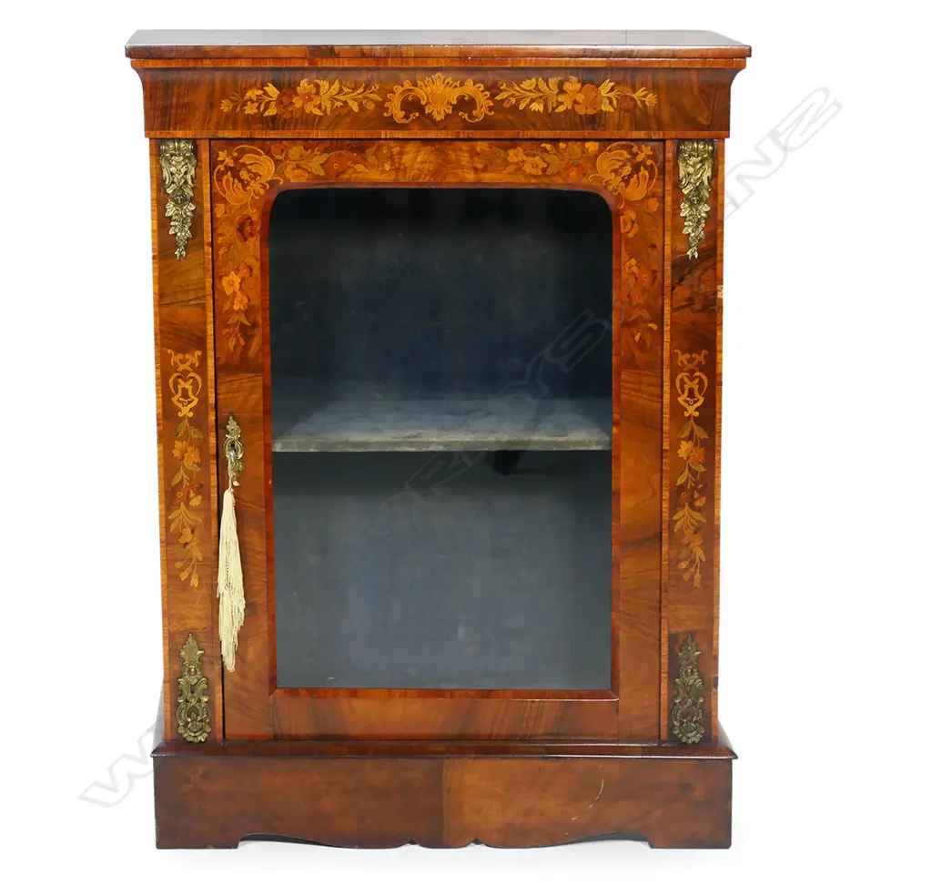 A 19thC walnut pier cabinet. Image 1++