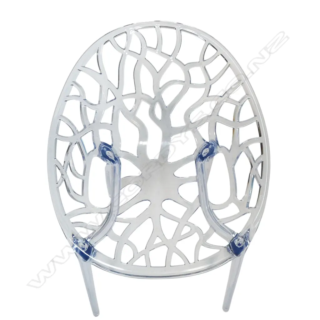 A set of four modern Siesta 'Crystal' polycarbonate outdoor designer chairs - stylish entwined tree branch design. Moulded marks to base. Image 1++