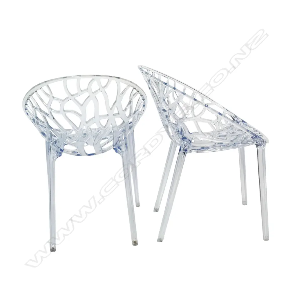 A set of four modern Siesta 'Crystal' polycarbonate outdoor designer chairs - stylish entwined tree branch design. Moulded marks to base. Image 1++