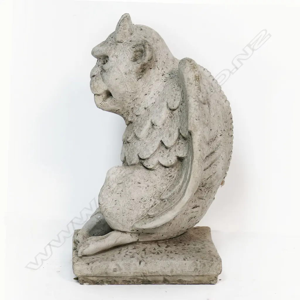 A concrete garden winged gargoyle - with snake clasped to its right foot. H.470mm. Image 1++