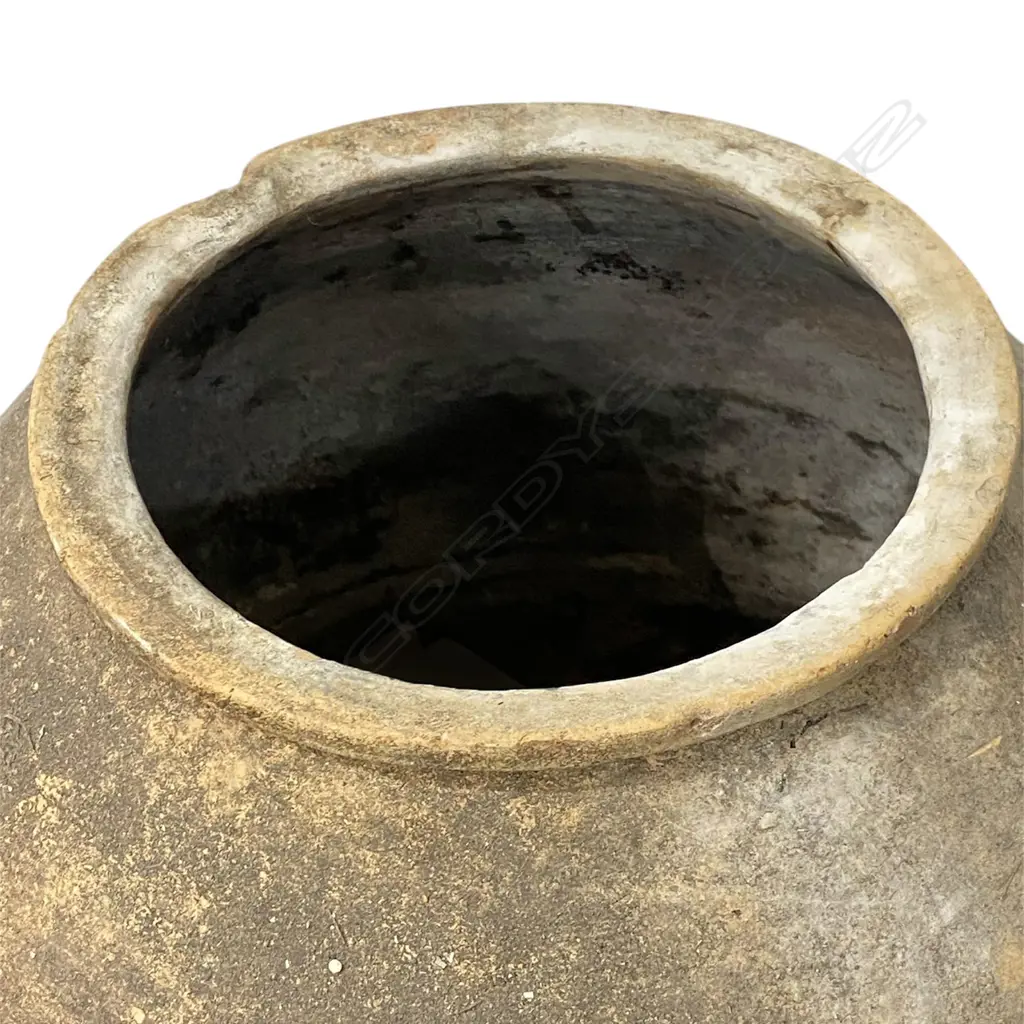 An old European terracotta tall olive oil storage jar Image 1++