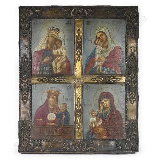 A 19thC Russian quadri-partite icon,