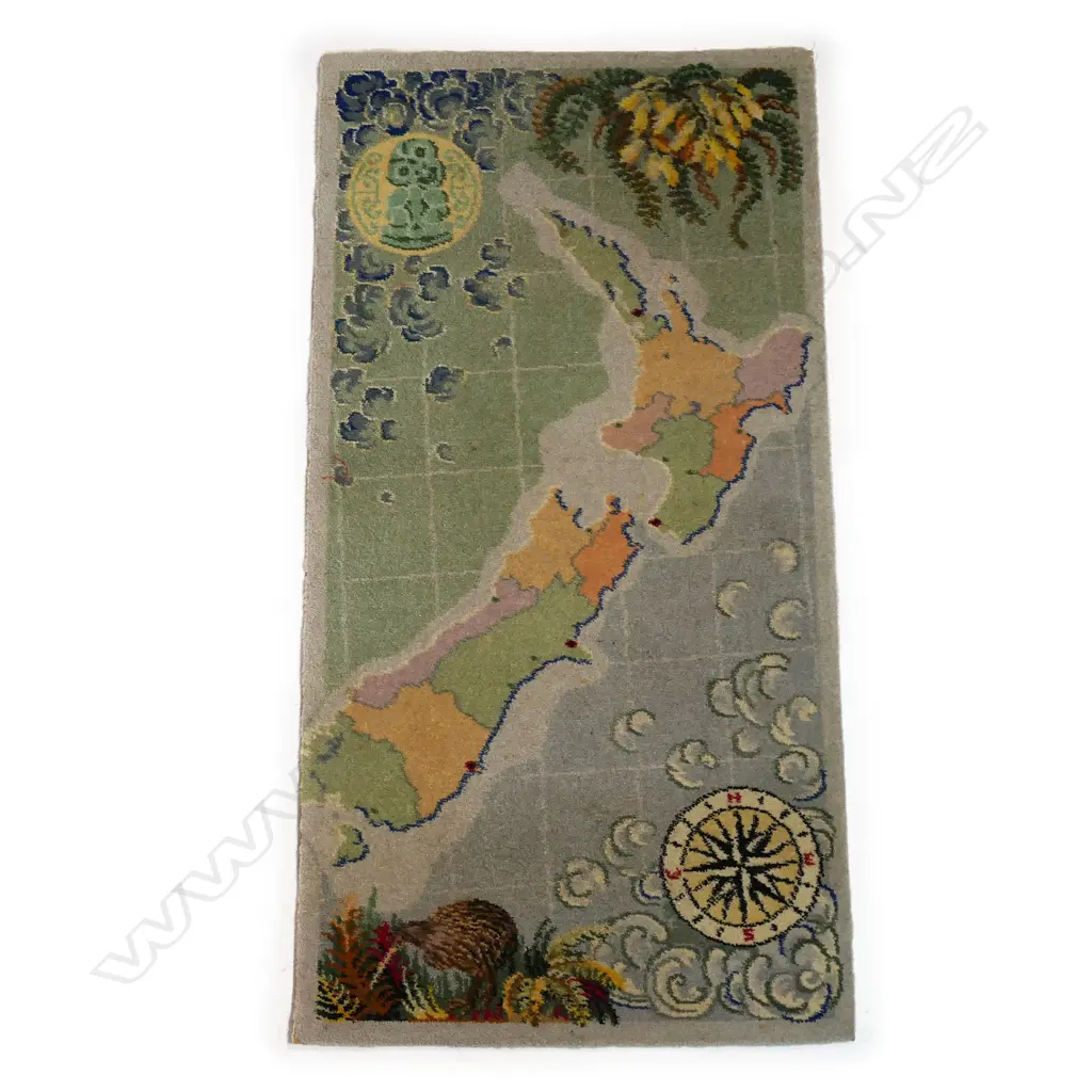 A rare vintage Feltex Map of NZ rug, Image 1++