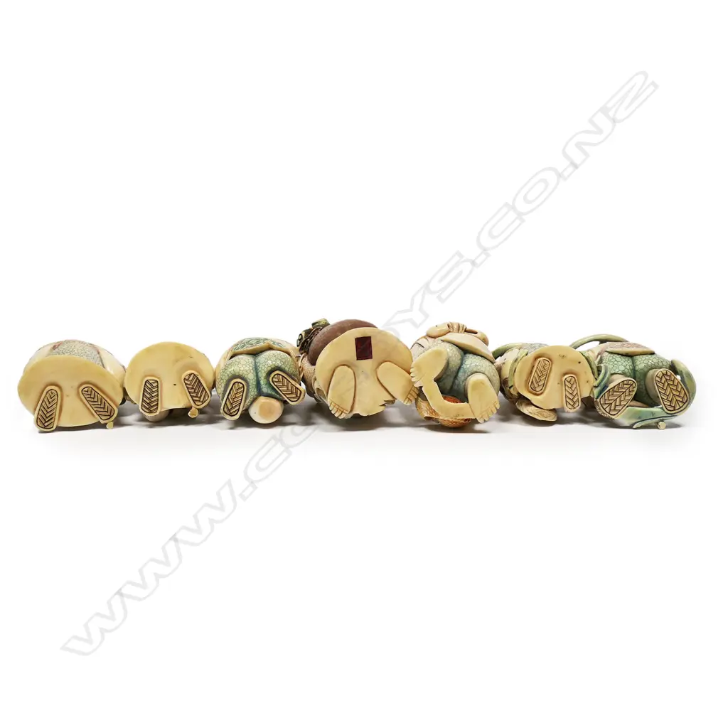 Japanese late Meiji seven carved ivory ‘Shichifukujin’ Gods, Image 1++