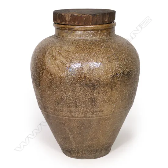 An old Japanese Meiji Shigaraki kiln tea storage jar,