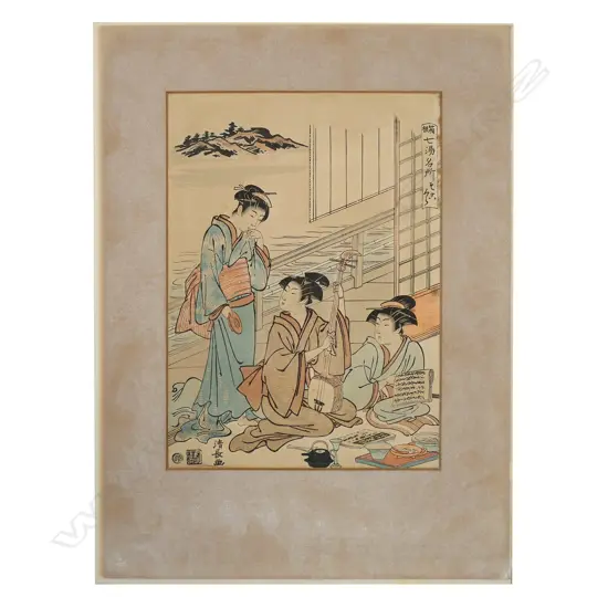 A Torii Kiyonaga Uikiyo-e woodblock print,