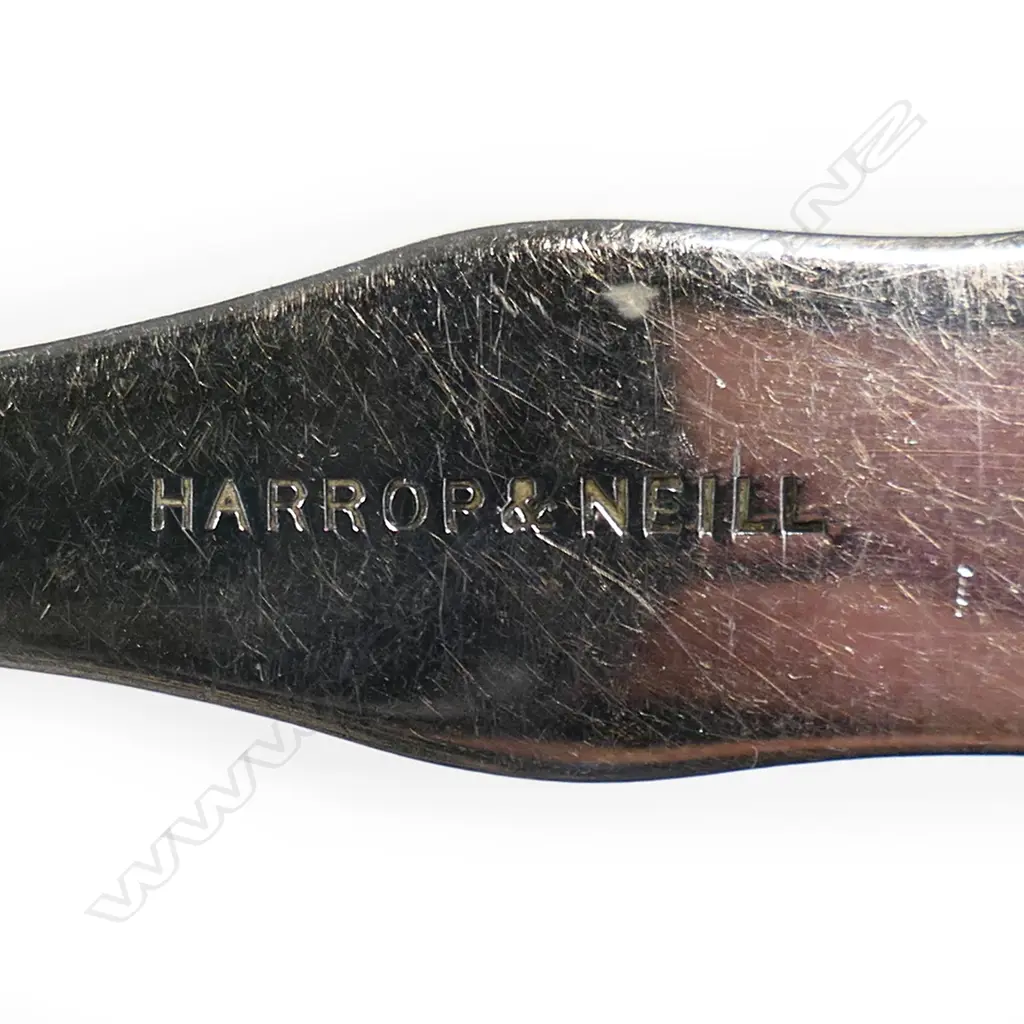 A rare 19thC New Zealand made Harrop & Neill (Dunedin) silver serving spoon, Image 1++