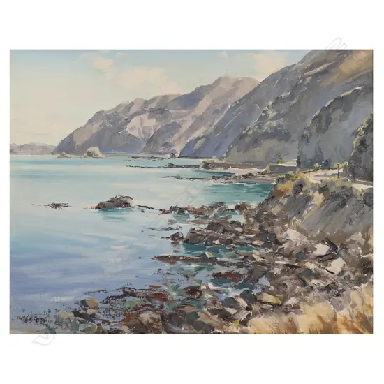 Aston Greathead (1921-2012) 'Looking South Kaikoura Coast',