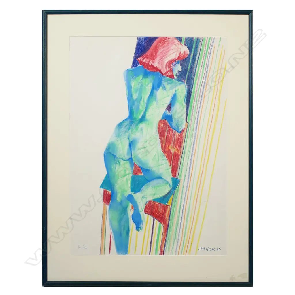 Jan Nigro (1920-2012) 'Nude' oil stick on paper, Image 1++
