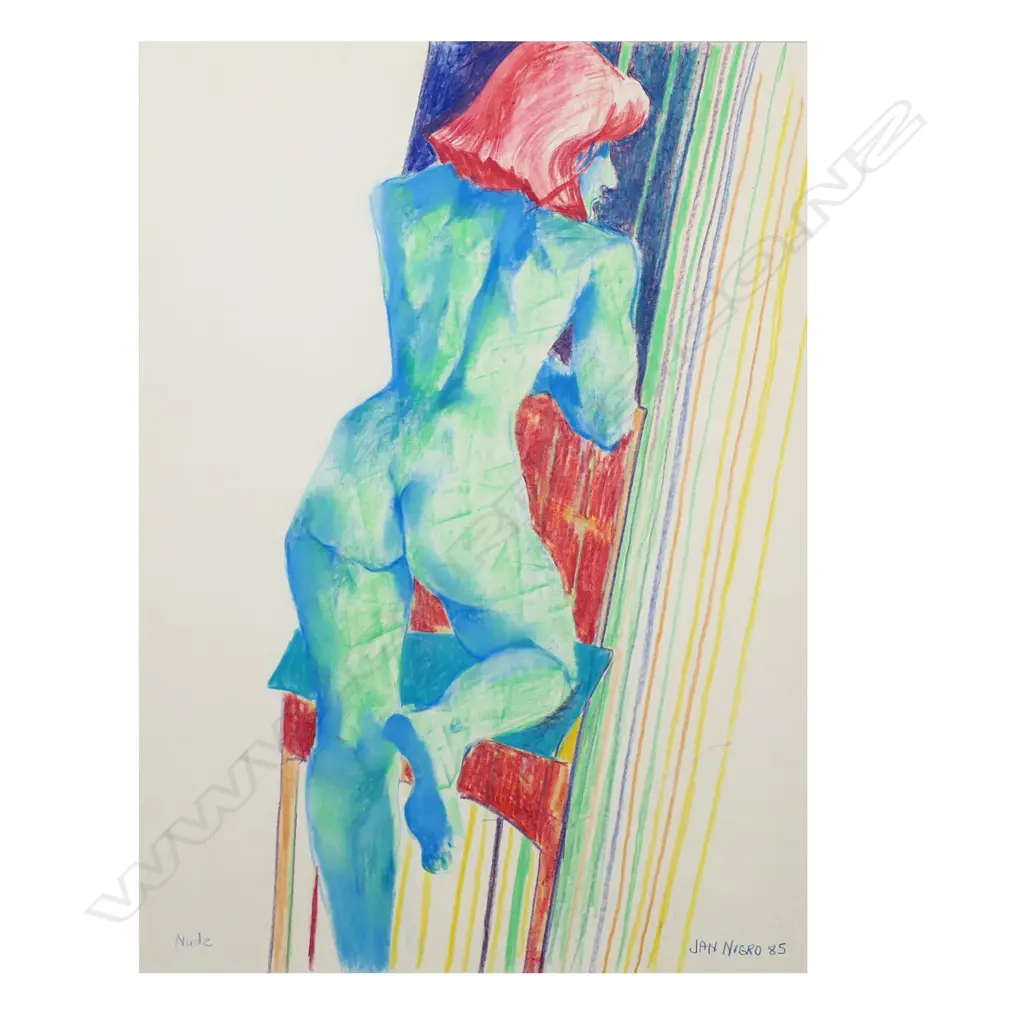 Jan Nigro (1920-2012) 'Nude' oil stick on paper, Image 1++