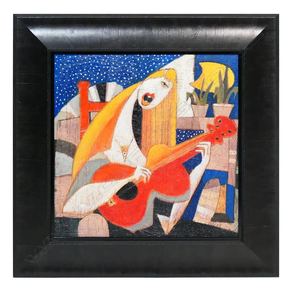 Franco Anselmi (1950-) untitled cubist guitarist, Image 1++