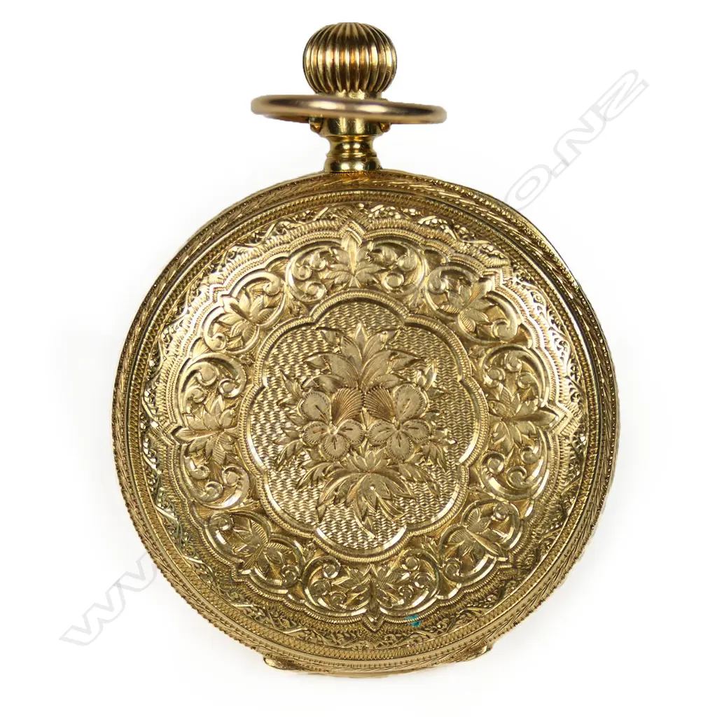 A Victorian 18ct gold full hunter pocket watch, Image 1++