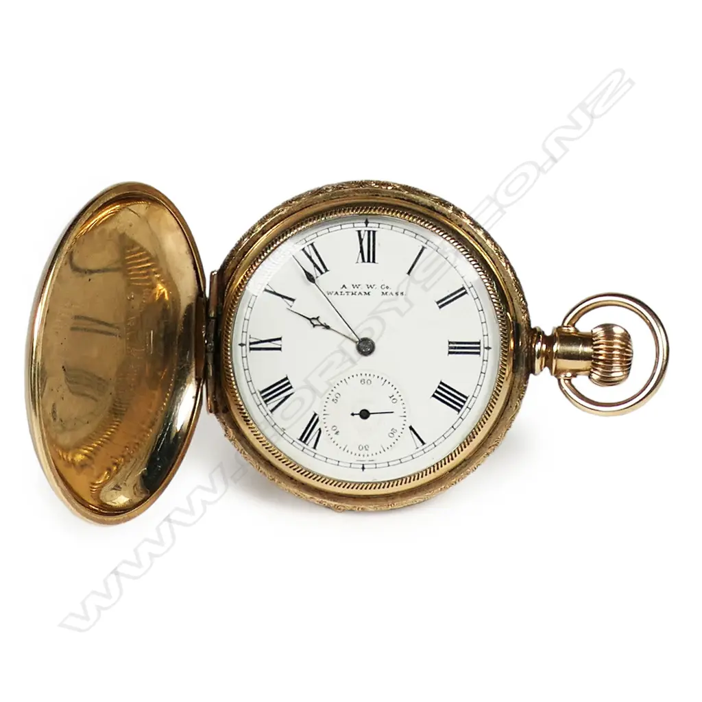 An 18ct rose gold full hunter Waltham pocket watch, Image 1++