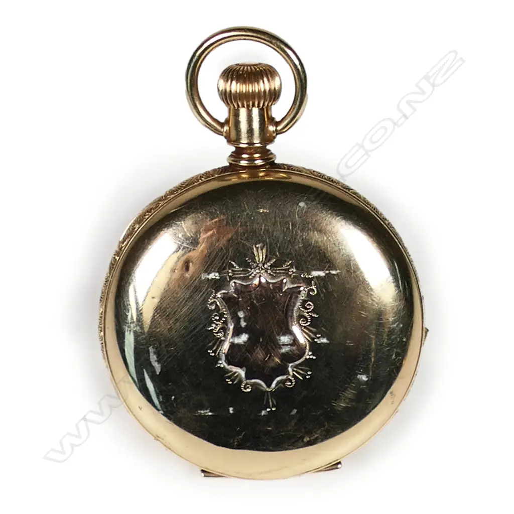 An 18ct rose gold full hunter Waltham pocket watch, Image 1++