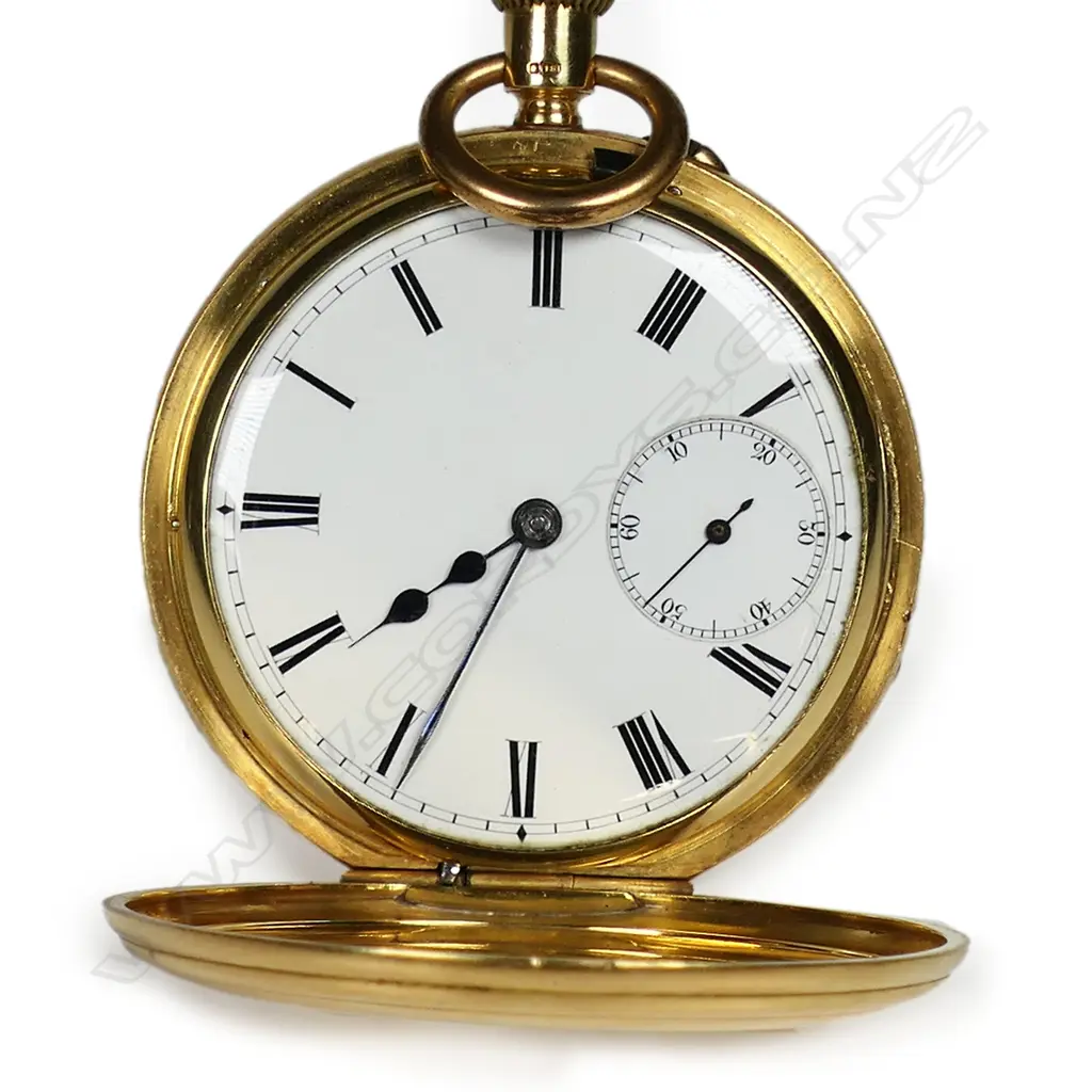 An 18ct gold half hunter pocket watch, Image 1++