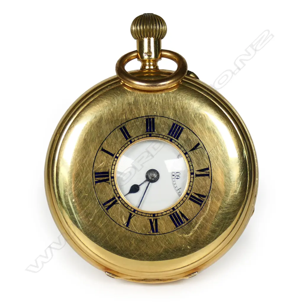 An 18ct gold half hunter pocket watch, Image 1++