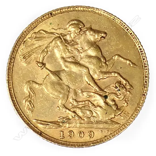 An Edwardian full gold sovereign,