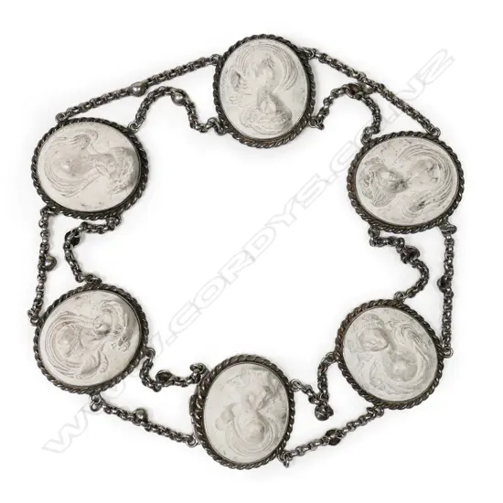 A Victorian silver and lava cameo choker,