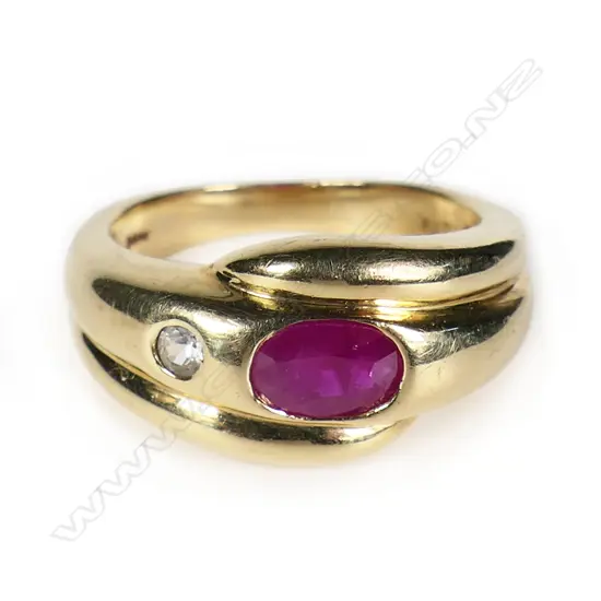 A 14ct gold ruby and diamond ring,