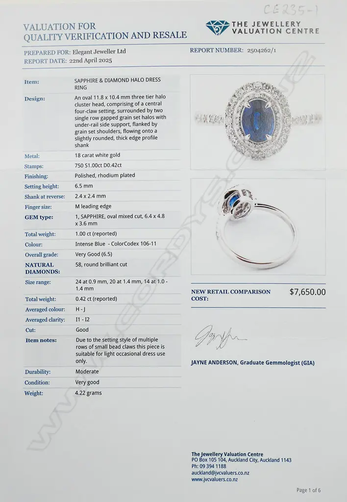 An 18ct white gold sapphire and diamond double halo ring, Image 1++