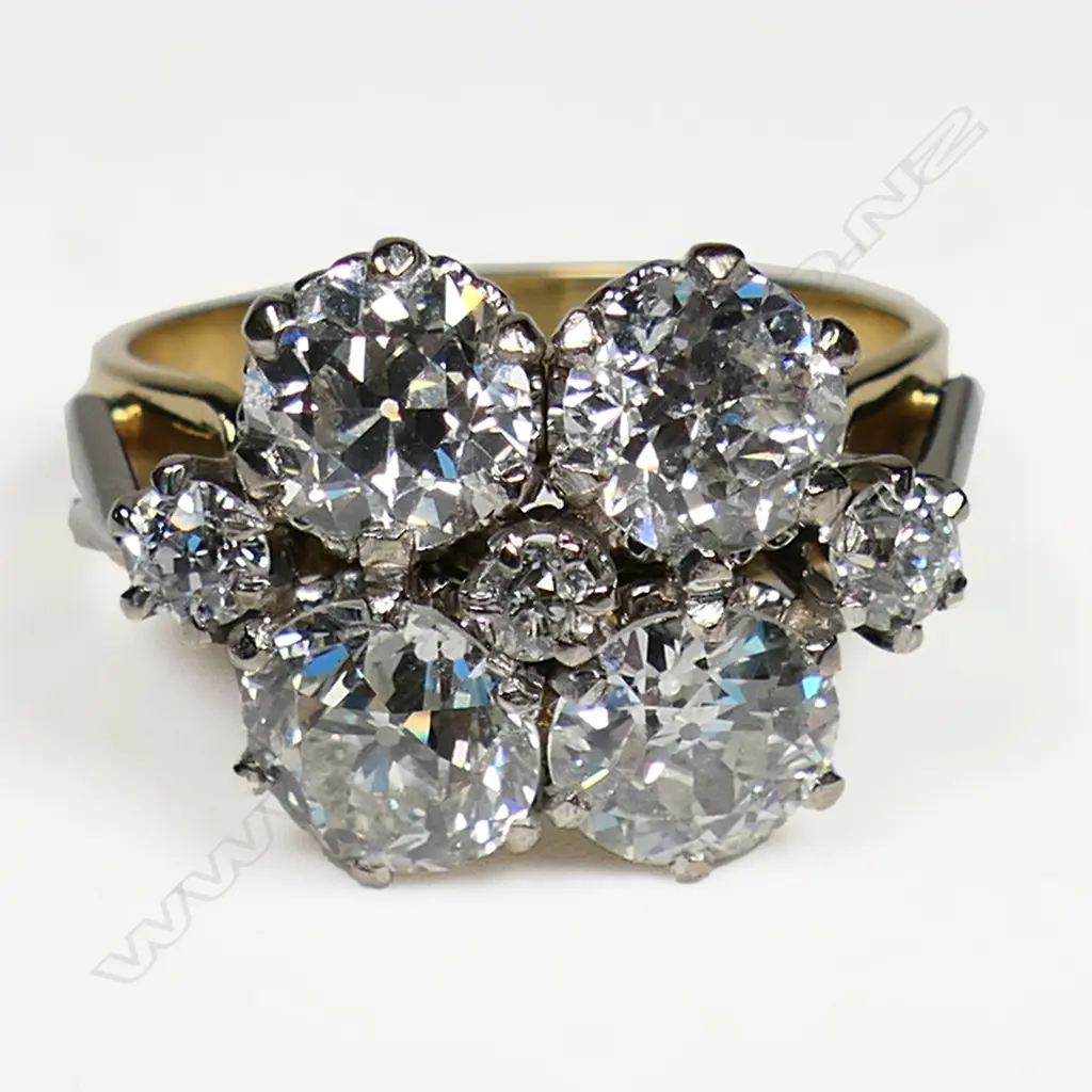 An impressive estate handmade 18ct white and yellow gold diamond dress ring, Image 1++