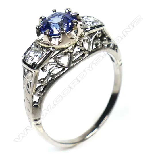 A 1940s platinum sapphire and diamond ring,